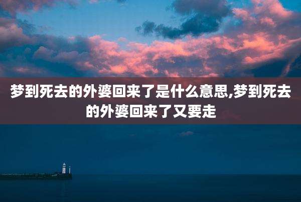 梦到死去的外婆回来了是什么意思,梦到死去的外婆回来了又要走