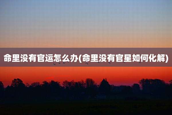 命里没有官运怎么办(命里没有官星如何化解)
