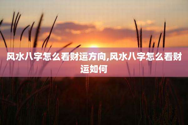 风水八字怎么看财运方向,风水八字怎么看财运如何