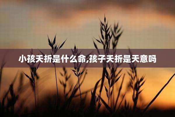 小孩夭折是什么命,孩子夭折是天意吗