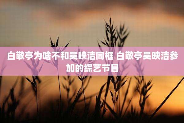 白敬亭为啥不和吴映洁同框 白敬亭吴映洁参加的综艺节目