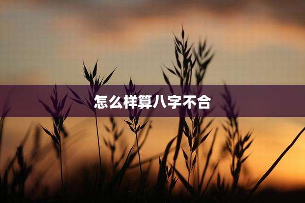 怎么样算八字不合
