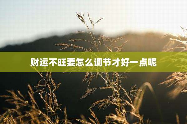 财运不旺要怎么调节才好一点呢
