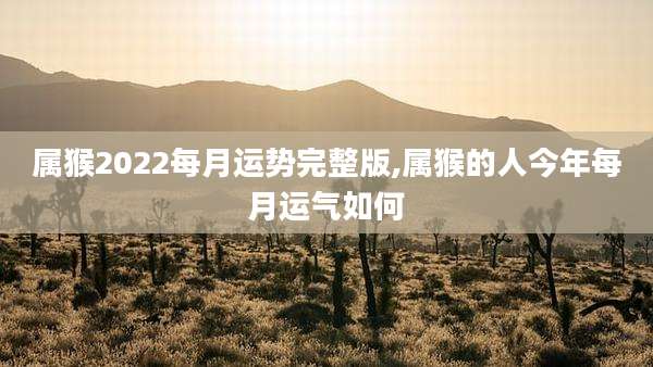 属猴2022每月运势完整版,属猴的人今年每月运气如何