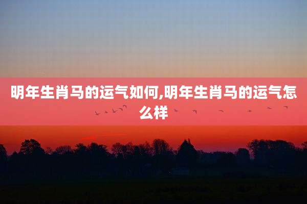 明年生肖马的运气如何,明年生肖马的运气怎么样