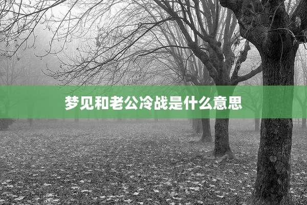 梦见和老公冷战是什么意思