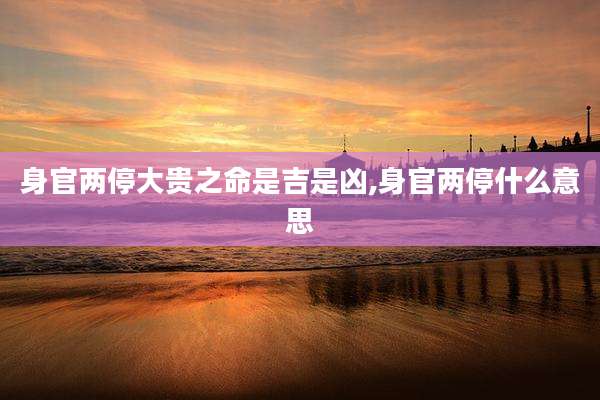 身官两停大贵之命是吉是凶,身官两停什么意思