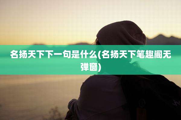 名扬天下下一句是什么(名扬天下笔趣阁无弹窗)