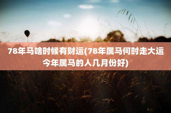 78年马啥时候有财运(78年属马何时走大运今年属马的人几月份好)