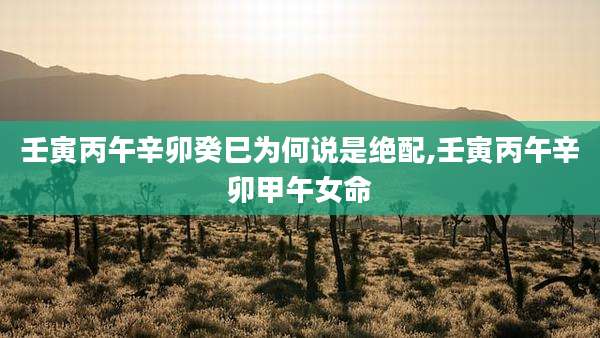 壬寅丙午辛卯癸巳为何说是绝配,壬寅丙午辛卯甲午女命