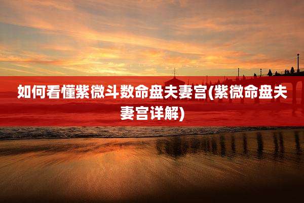 如何看懂紫微斗数命盘夫妻宫(紫微命盘夫妻宫详解)
