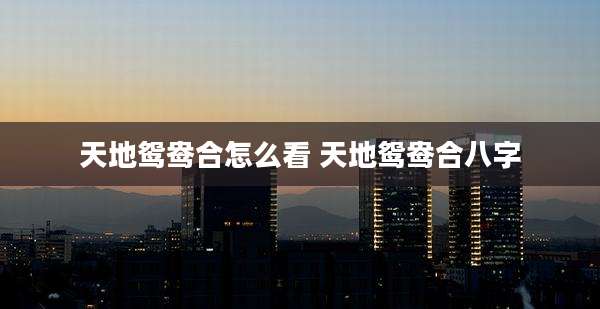 天地鸳鸯合怎么看 天地鸳鸯合八字