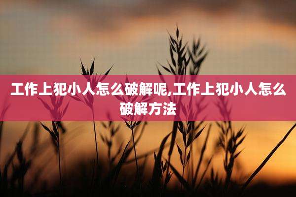 工作上犯小人怎么破解呢,工作上犯小人怎么破解方法