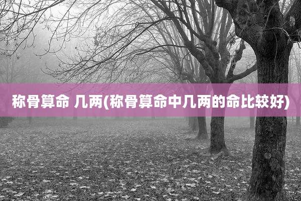 称骨算命 几两(称骨算命中几两的命比较好)
