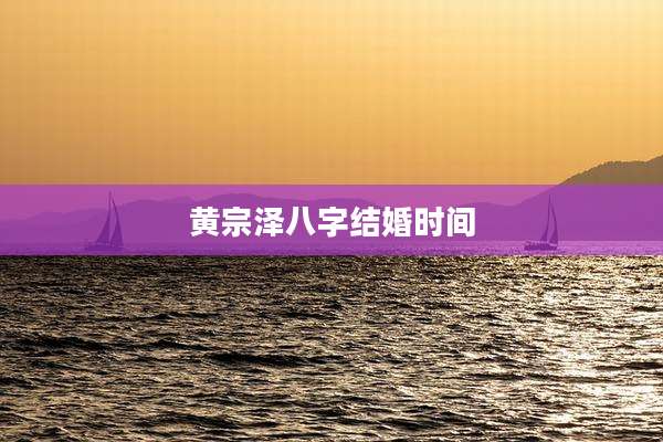 黄宗泽八字结婚时间