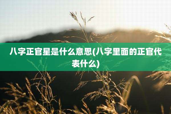 八字正官星是什么意思(八字里面的正官代表什么)