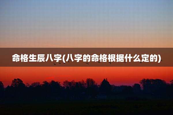 命格生辰八字(八字的命格根据什么定的)
