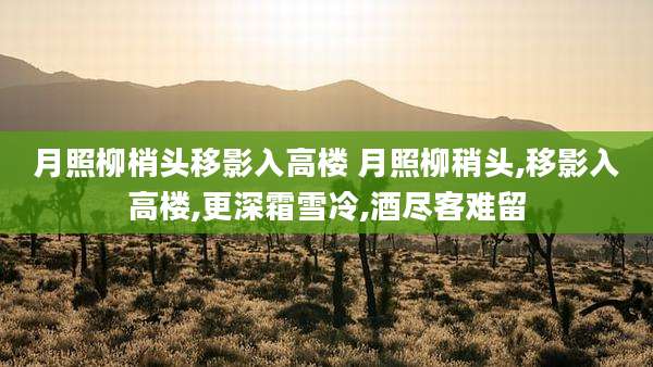 月照柳梢头移影入高楼 月照柳稍头,移影入高楼,更深霜雪冷,酒尽客难留