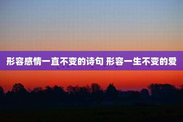 形容感情一直不变的诗句 形容一生不变的爱