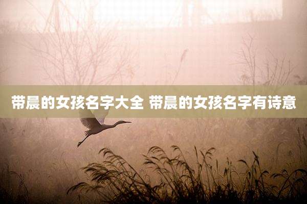 带晨的女孩名字大全 带晨的女孩名字有诗意