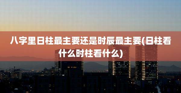 八字里日柱最主要还是时辰最主要(日柱看什么时柱看什么)