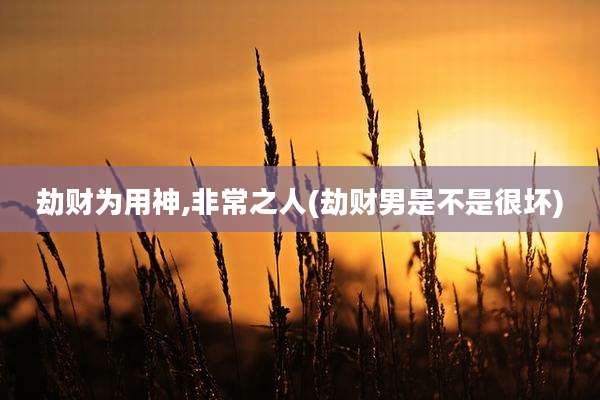 劫财为用神,非常之人(劫财男是不是很坏)