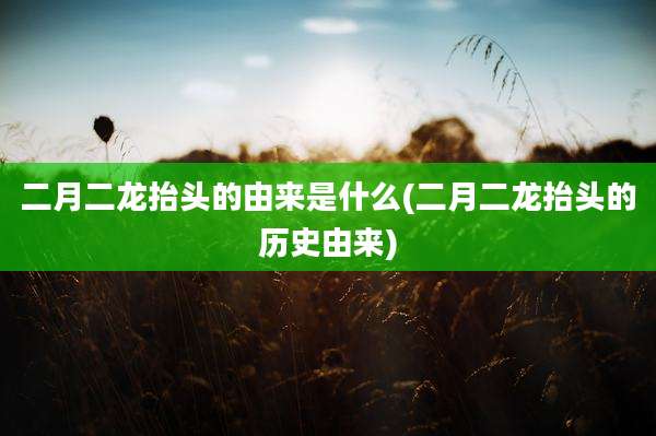 二月二龙抬头的由来是什么(二月二龙抬头的历史由来)