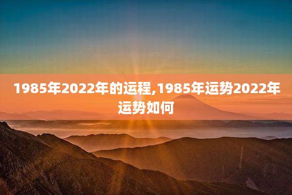 1985年2022年的运程,1985年运势2022年运势如何