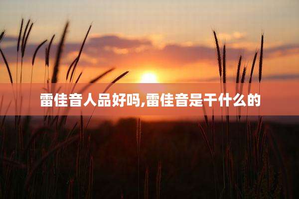 雷佳音人品好吗,雷佳音是干什么的