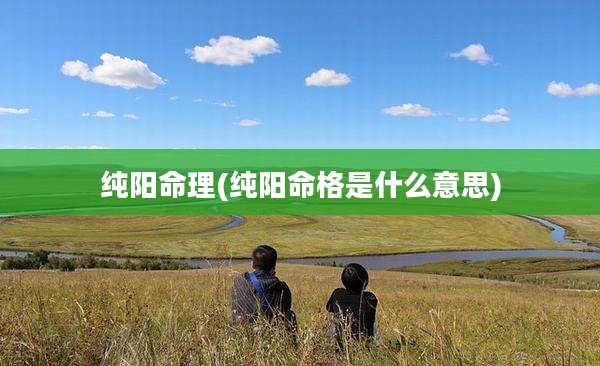 纯阳命理(纯阳命格是什么意思)