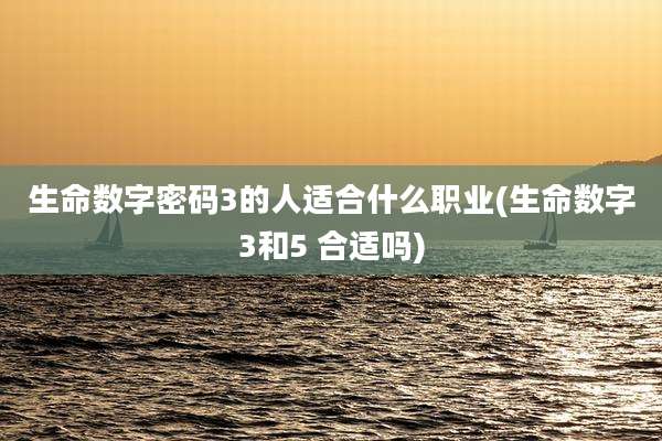 生命数字密码3的人适合什么职业(生命数字3和5 合适吗)