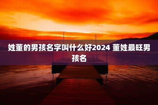 姓董的男孩名字叫什么好2024 董姓最旺男孩名