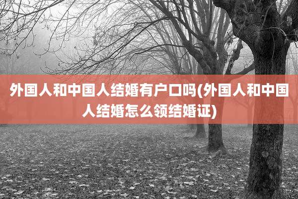 外国人和中国人结婚有户口吗(外国人和中国人结婚怎么领结婚证)