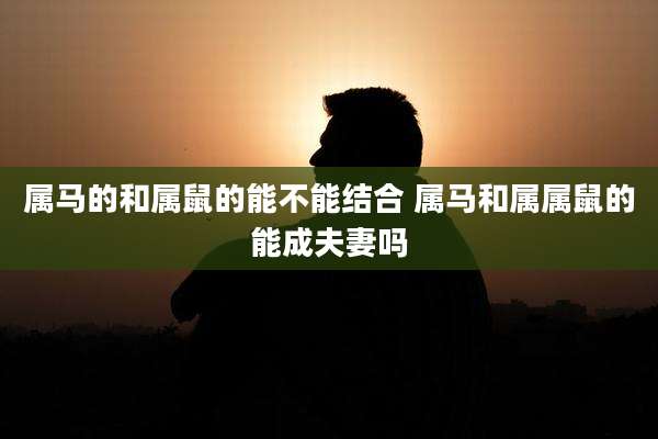 属马的和属鼠的能不能结合 属马和属属鼠的能成夫妻吗