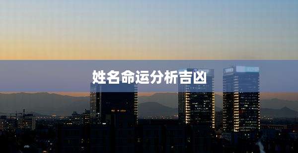 姓名命运分析吉凶