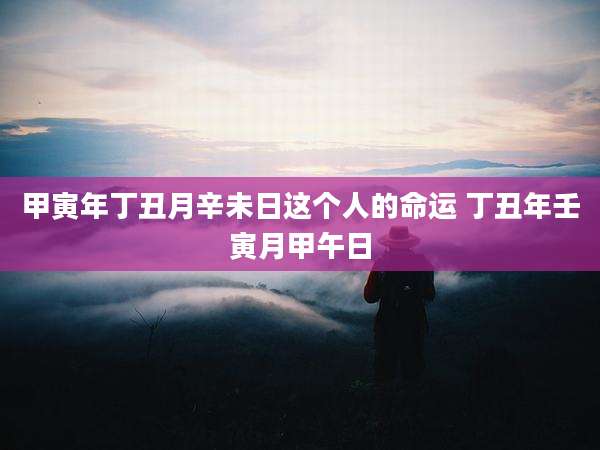 甲寅年丁丑月辛未日这个人的命运 丁丑年壬寅月甲午日