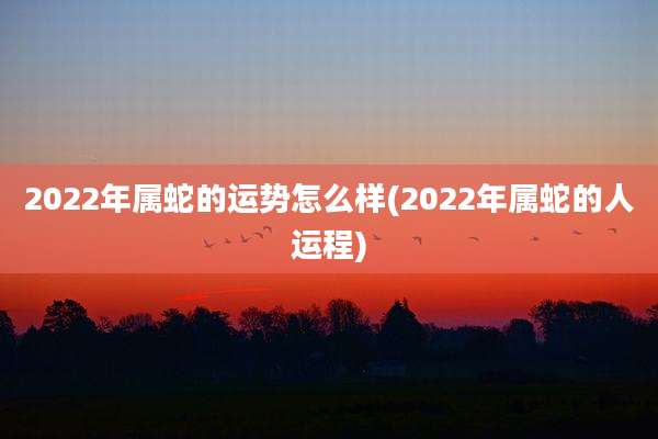 2022年属蛇的运势怎么样(2022年属蛇的人运程)