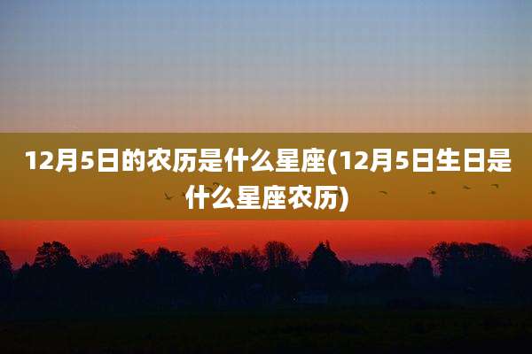 12月5日的农历是什么星座(12月5日生日是什么星座农历)