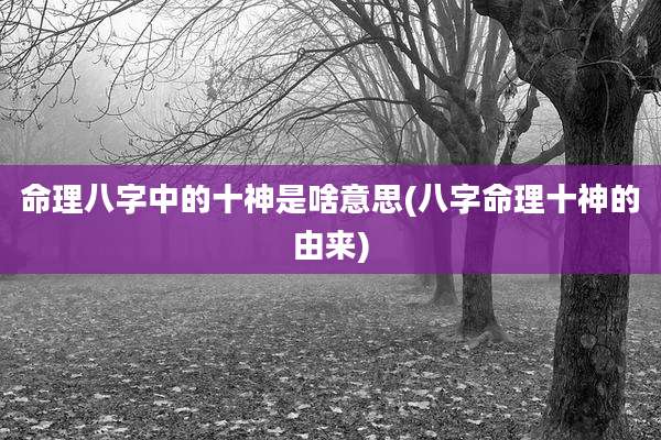 命理八字中的十神是啥意思(八字命理十神的由来)