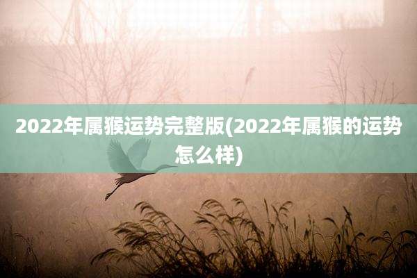 2022年属猴运势完整版(2022年属猴的运势怎么样)