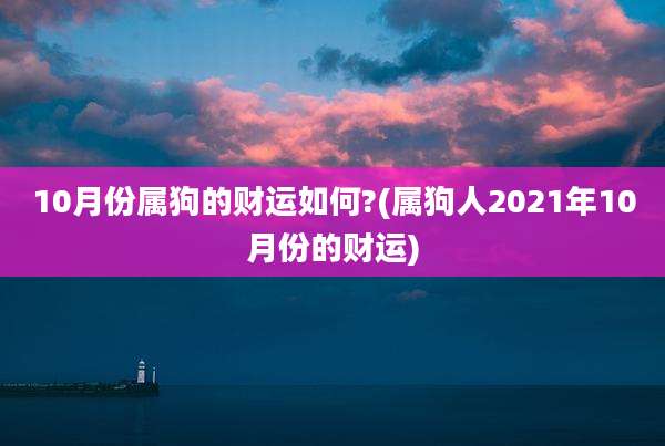 10月份属狗的财运如何?(属狗人2021年10月份的财运)