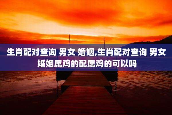 生肖配对查询 男女 婚姻,生肖配对查询 男女 婚姻属鸡的配属鸡的可以吗