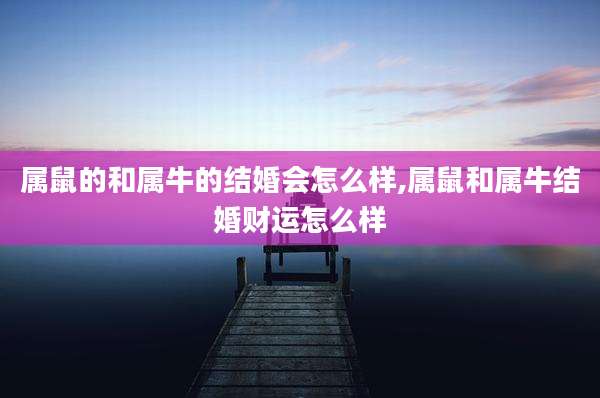 属鼠的和属牛的结婚会怎么样,属鼠和属牛结婚财运怎么样