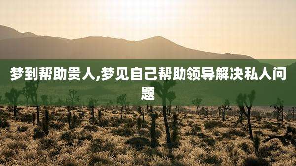 梦到帮助贵人,梦见自己帮助领导解决私人问题