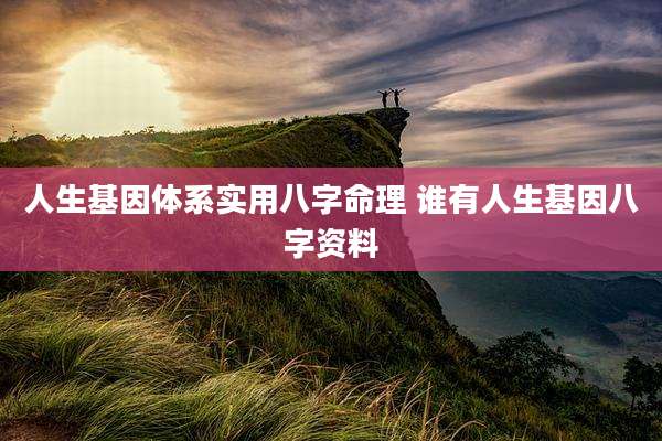人生基因体系实用八字命理 谁有人生基因八字资料