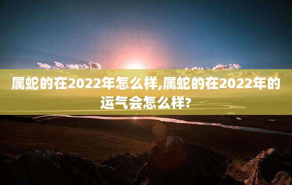 属蛇的在2022年怎么样,属蛇的在2022年的运气会怎么样?