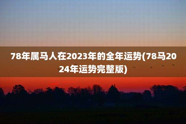 78年属马人在2023年的全年运势(78马2024年运势完整版)