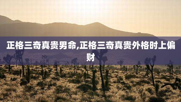 正格三奇真贵男命,正格三奇真贵外格时上偏财