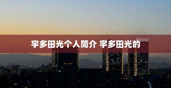 宇多田光个人简介 宇多田光的