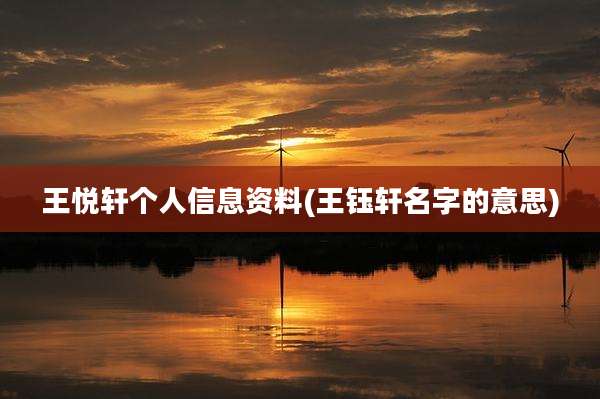 王悦轩个人信息资料(王钰轩名字的意思)